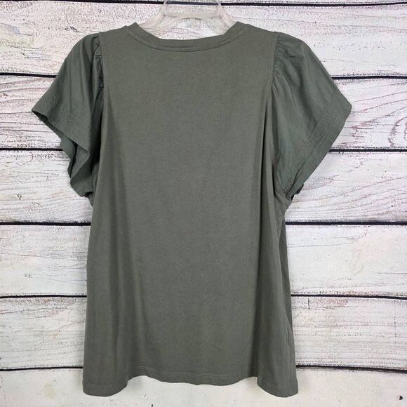 Maurices Olive Green Puff Sleeve Tee Size L - Picture 5 of 8